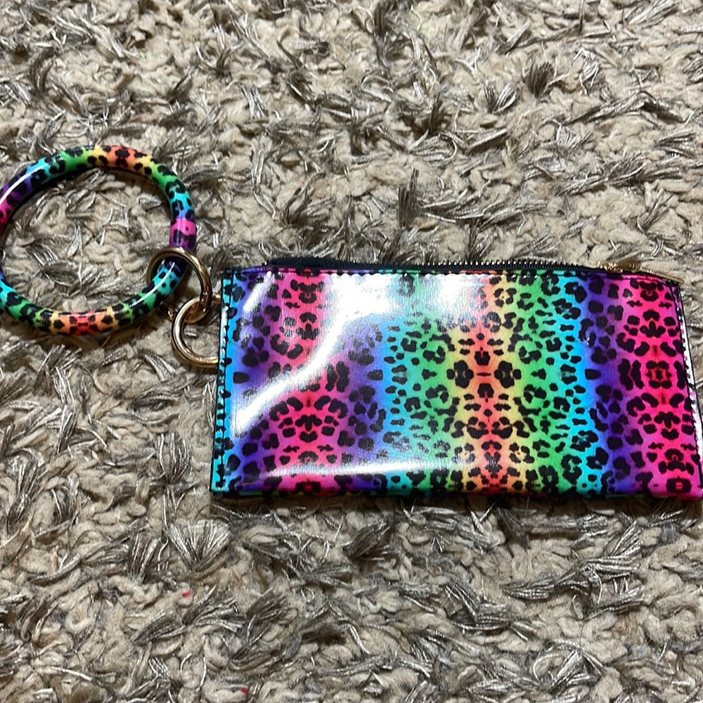 Rainbow cheetah Wrist wallet